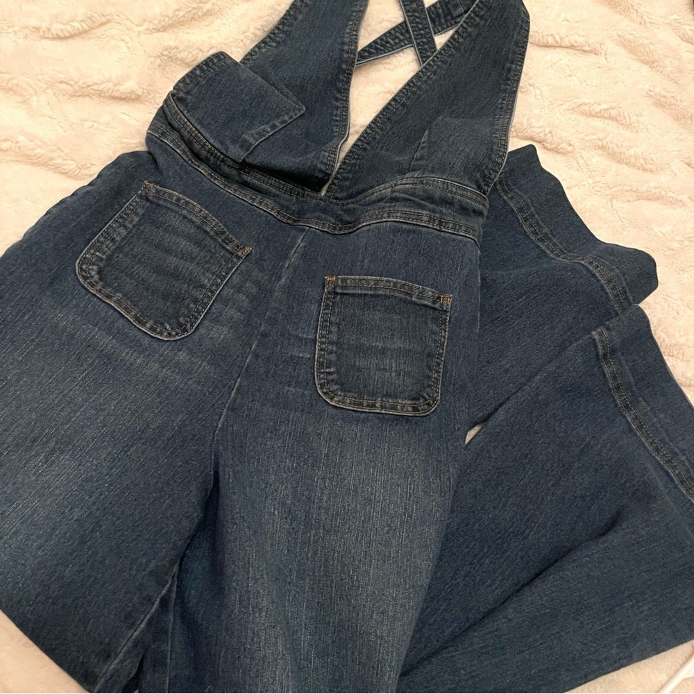 flare denim jumpsuit